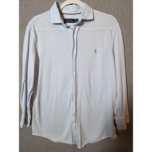 Polo Ralph Lauren Men's M Medium Blue Knit Long Sleeve Casual Button Down Shirt